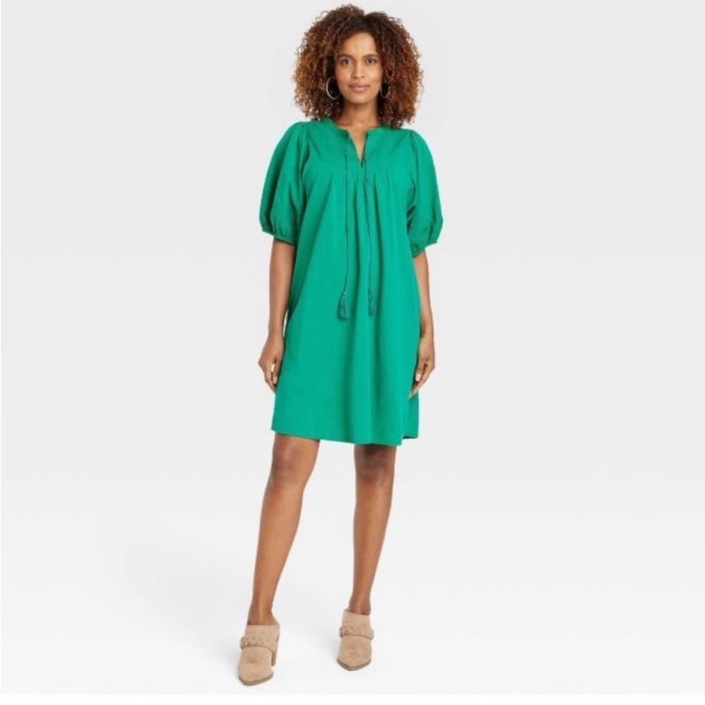 Knox Rose Emerald Puff Sleeve Mini Dress 100